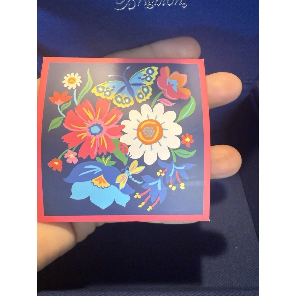 Brighton French Garden Jewelry Box Embroidered Flowers Butterfly Blue NEW w/ TAG